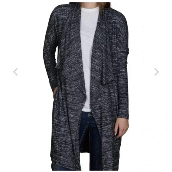 Velvet Graham Spencer Dejavu Gray Open Front Waterfall Oversized Cardigan XS - Picture 1 of 7